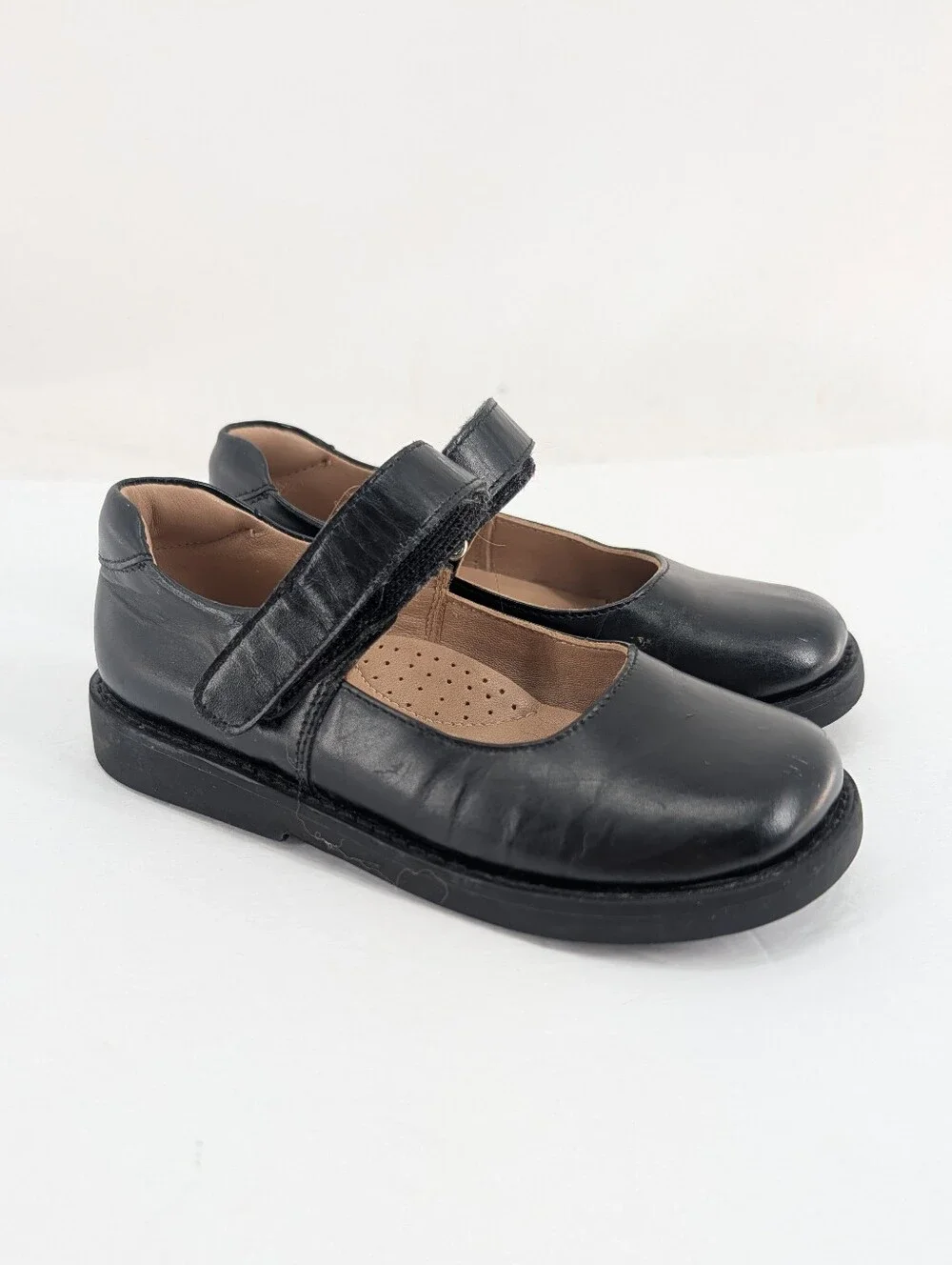 Elephantito Kids Black Mary Jane School Shoes With Strap Leather Size 10.5c